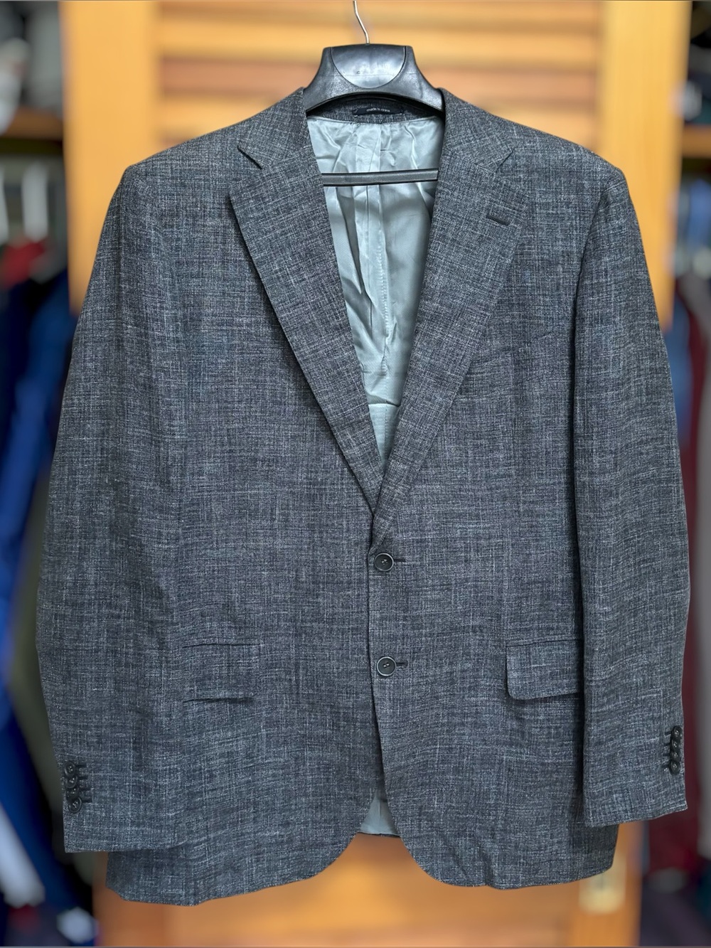 SUITSUPPLY Lazio Int Blazer 42R Grey Wool Linen Silk  E. Thomas Single Breasted